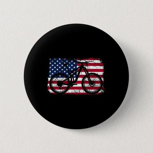 American Flag Mountain Biking Patriotic Usa Trail  Button (Vorderseite)