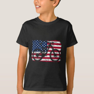 American Flag Mountain Biking Patriotic Usa Trail  T-Shirt