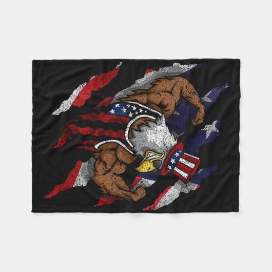 American Flag Muscular Bald Eagle Bike Flexing Unc Fleecedecke (Vorderseite (Horizontal))