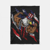 American Flag Muscular Bald Eagle Bike Flexing Unc Fleecedecke (Vorderseite)