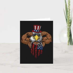 American Flag Muscular Bald Eagle Bike Flexing Unc Karte