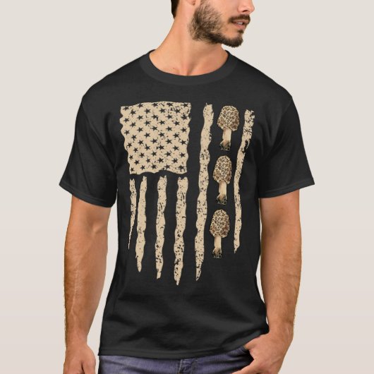American Flag Mushroom Hunting Morel Hunter Foragi T-Shirt (Vorderseite)