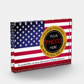American Flag Name Abzeichen, Ruhestand / US-Büro Fotoblock (Links)