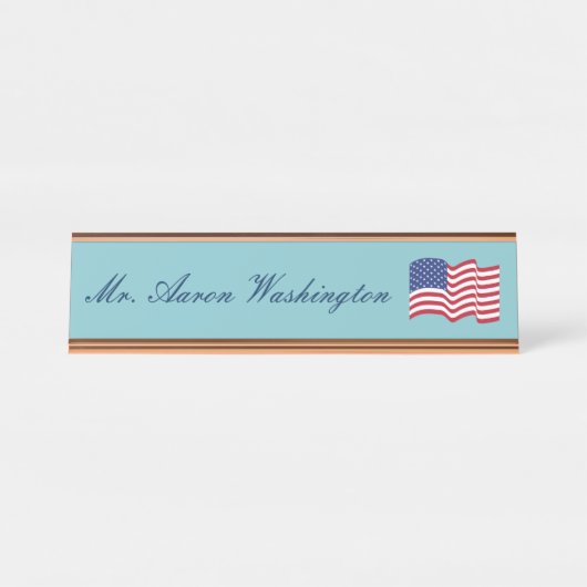 American Flag Name Plate Schreibtischnamensplakette (Vorderseite )