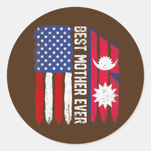 American Flag Nepal Flag Best Mother Ever Runder Aufkleber (Vorderseite)