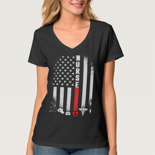 American Flag Nurse Day  Idea T-Shirt (Vorderseite)