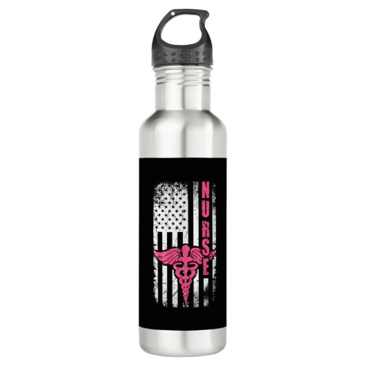 American Flag Nurse Edelstahlflasche (Vorderseite)