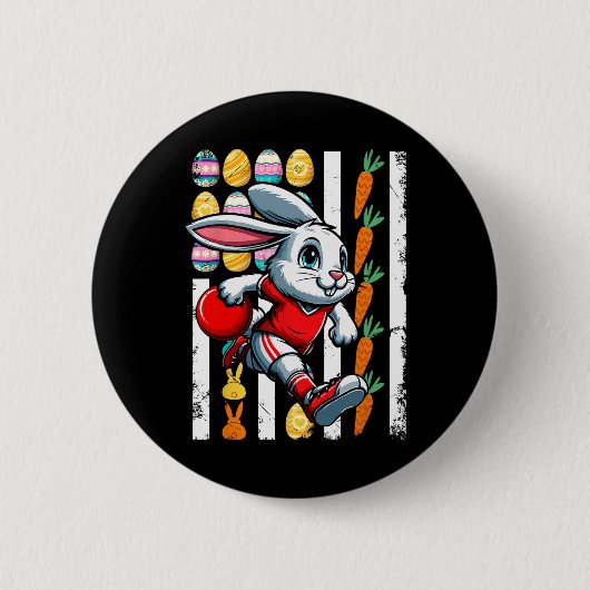 American Flag Oaster Eggs Bunny Playing Bowling Pl Button (Vorderseite)