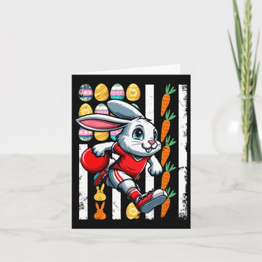 American Flag Oaster Eggs Bunny Playing Bowling Pl Karte (Vorderseite)