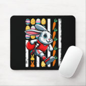 American Flag Oaster Eggs Bunny Playing Bowling Pl Mousepad (Mit Mouse)