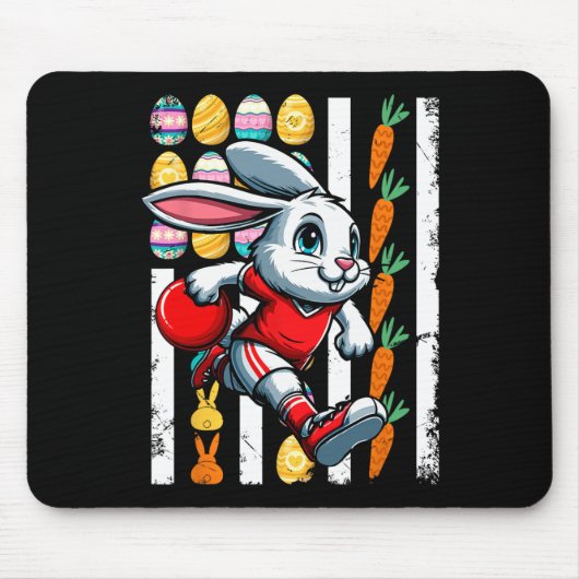American Flag Oaster Eggs Bunny Playing Bowling Pl Mousepad (Vorne)