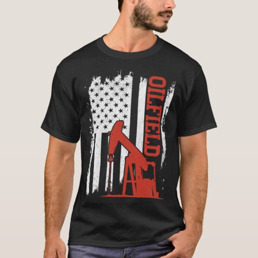 American Flag Oilfield Workers Oil Rig Roughneck T-Shirt (Vorderseite)