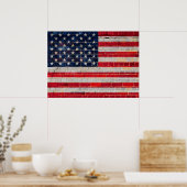 American flag on a brick wall poster (Küche)