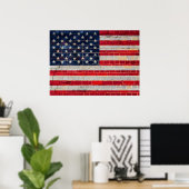 American flag on a brick wall poster (Heimbüro)
