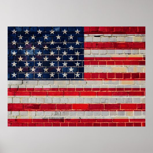 American flag on a brick wall poster (Vorne)