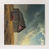 American Flag On a Farm Barn Puzzle (Horizontal)