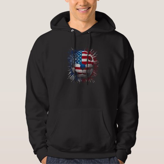 American Flag on Soccer Ball Soccer Ball Flag Prem Hoodie (Vorderseite)