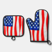 American Flag Oven Mitt & Potholder Set (Vorderseite)