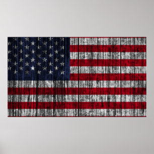 American flag painted on fence background.4th, abs poster