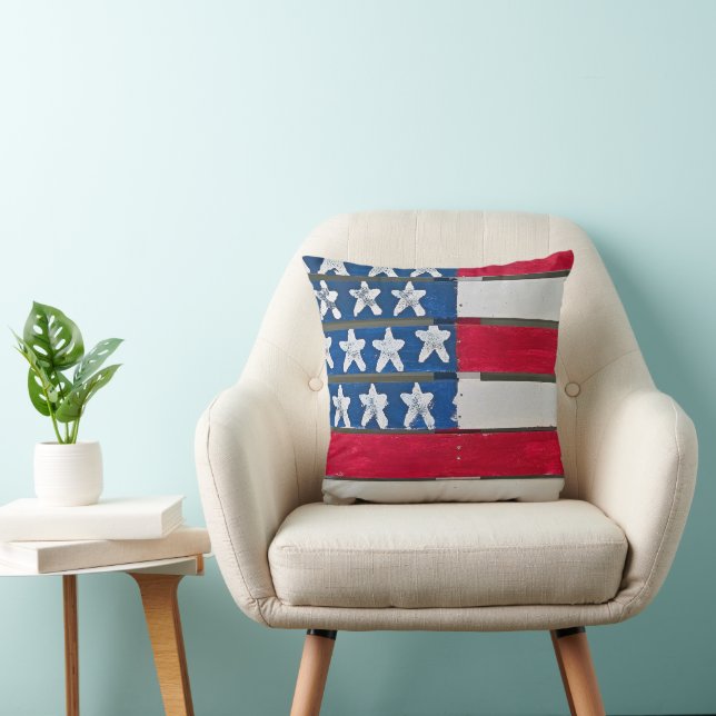 American Flag Painted On Wooden Pallet Kissen (Stuhl )