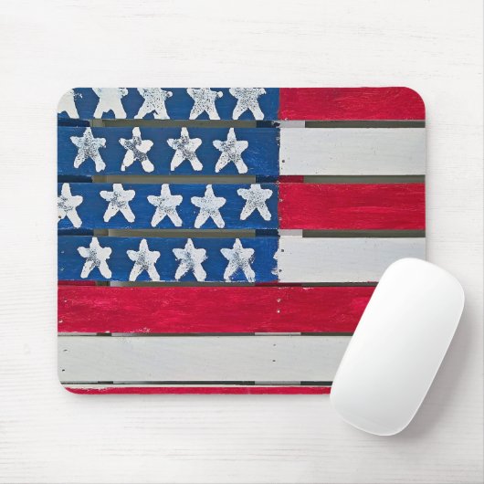 American Flag Painted On Wooden Pallet Mousepad (Mit Mouse)