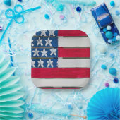 American Flag Painted On Wooden Pallet Pappteller (Party)