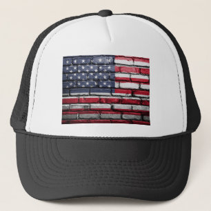 American flag painting on a brick wall truckerkappe
