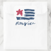American Flag Paintstrokes Quadratischer Aufkleber (Tasche)