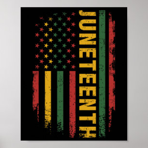 American Flag Pan African Colors for Celebating J Poster