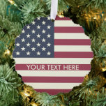 American Flag Paper Christmas Foto Ornament<br><div class="desc">Die amerikanische Flagge Papier Weihnachtsschmuck Foto. Personalisieren Sie mit Gruß und Bild auf der Rückseite. Zwei Seiten. Benutzerdefinierte Farbe möglich. Machen Sie Ihre eigene Dekoration oder Geschenktafeln. Frohe Weihnachten! Vintage US-Flagge der Vereinigten Staaten. Erstellen Sie sie in loser Schüttung.</div>