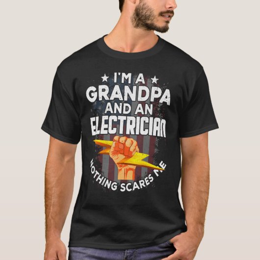American Flag Patriot Electrician Grandpa T-Shirt (Vorderseite)