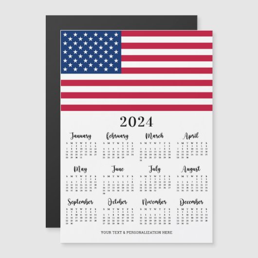 American Flag Patriotic 12 Month 2022 Kalender  Magnetkarte (Vorne/Hinten)