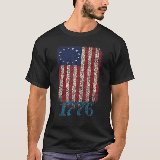 American Flag Patriotic 1776 Betsy Ross erschütter T-Shirt (Vorderseite)