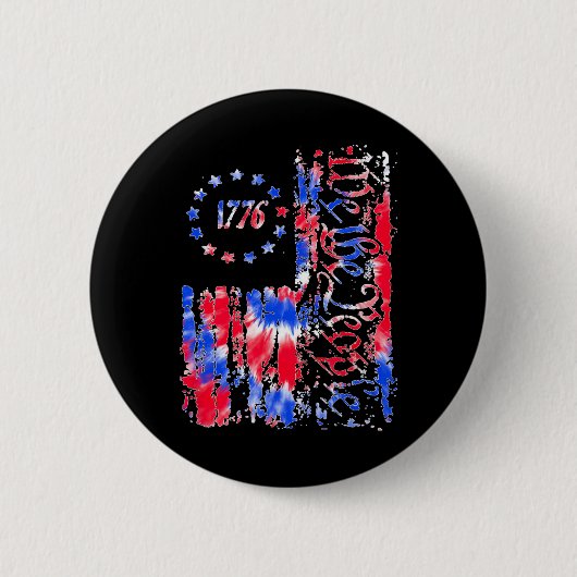 American Flag Patriotic 1776 We T Button (Vorderseite)