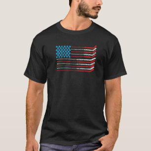 American Flag  Patriotic 4th Of July Hockey T Shir T-Shirt