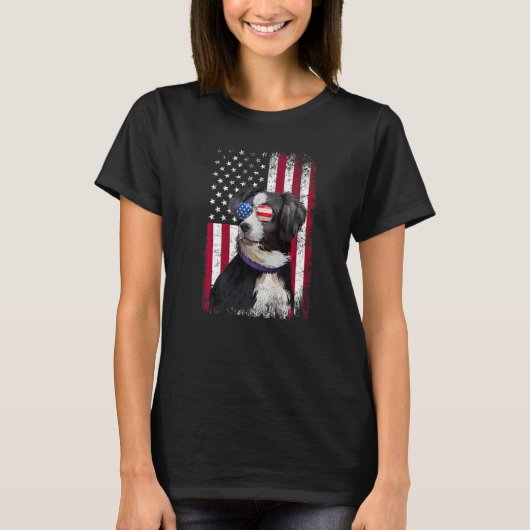 American Flag Patriotic Australian Shepherd Dog 4t T-Shirt (Vorderseite)