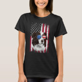 American Flag Patriotic Border Collie Dog  4th Of  T-Shirt (Vorderseite)