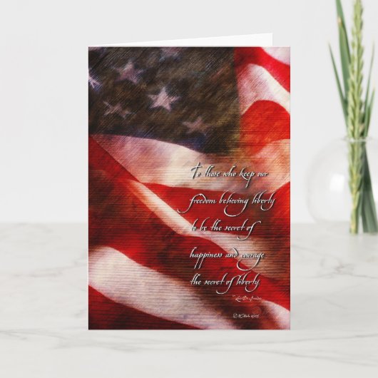 American FLag Patriotic Card im Vintagen Stil Dankeskarte (Vorderseite)