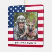 American Flag Patriotic Christmas Custom Foto Keramikornament (Links)