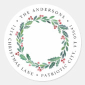 American Flag Patriotic Christmas Rücksendeadresse Runder Aufkleber (Vorderseite)