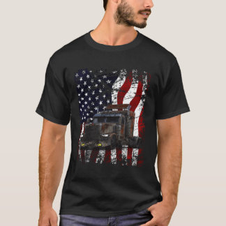American Flag Patriotic Cool Truck Driver Trucker T-Shirt