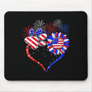 American Flag Patriotic Dog and Cat Paw Print - 4 Mousepad