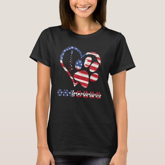 american flag patriotic dog & cat paw print - 4th T-Shirt (Vorderseite)
