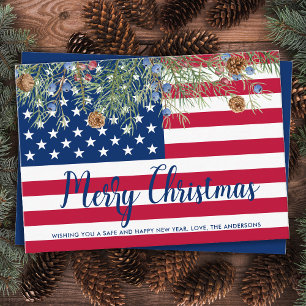 American Flag Patriotic Frohe Weihnachtsfeiertag Mitteilungskarte