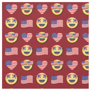 American Flag Patriotic Happy Face 4. Juli Stoff