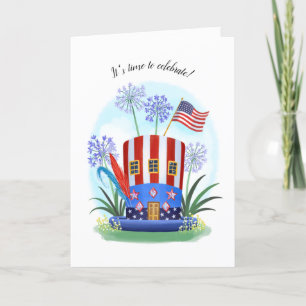 American Flag Patriotic Hat Celebration Karte