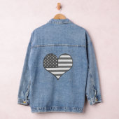 American Flag Patriotic Heart Black and White Jeansjacke (Hangar)