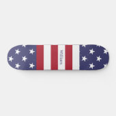 American Flag Patriotic Individuelle Name Blue Red Skateboard (Horizontal)