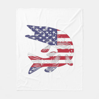American Flag Patriotic Pike Fisherman Gift Musky Fleecedecke