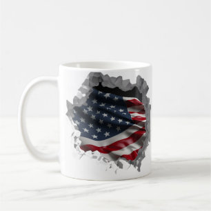 American Flag Patriotic USA gebrochen Wall Effect Kaffeetasse